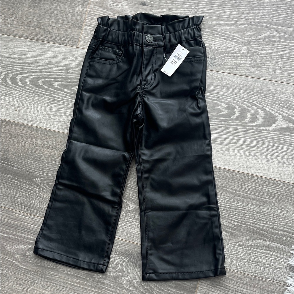GAP Black Faux Leather Toddler Pants